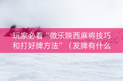 玩家必看“微乐陕西麻将技巧和打好牌方法”（发牌有什么规律吗)