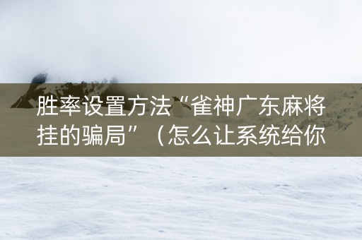 胜率设置方法“雀神广东麻将挂的骗局”（怎么让系统给你发好牌)