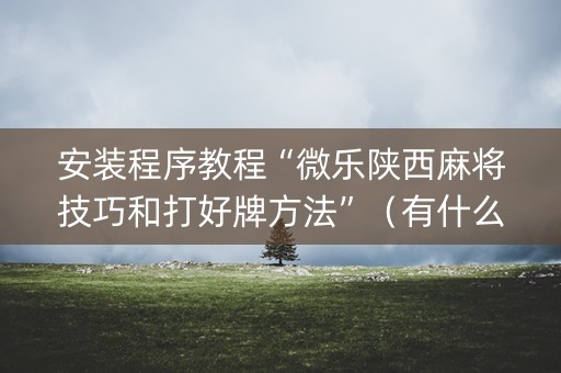 安装程序教程“微乐陕西麻将技巧和打好牌方法”（有什么诀窍)