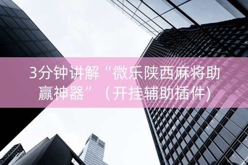 3分钟讲解“微乐陕西麻将助赢神器”（开挂辅助插件)