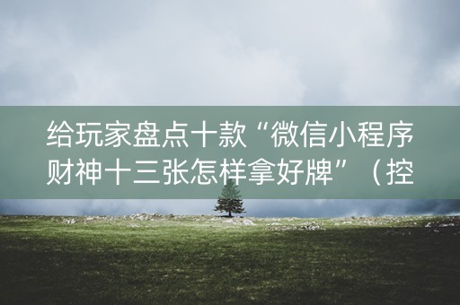 给玩家盘点十款“微信小程序财神十三张怎样拿好牌”（控牌神器)
