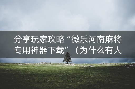 分享玩家攻略“微乐河南麻将专用神器下载”（为什么有人一直赢)