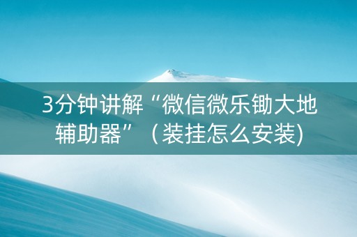 3分钟讲解“微信微乐锄大地辅助器”（装挂怎么安装)