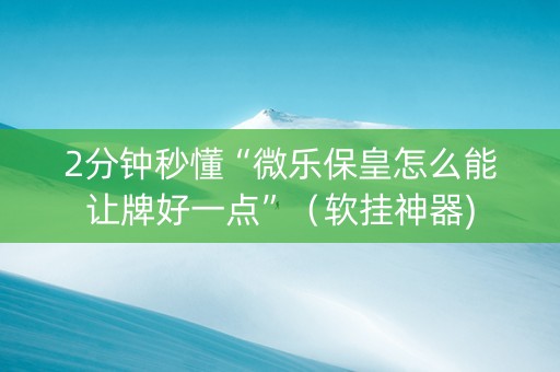 2分钟秒懂“微乐保皇怎么能让牌好一点”（软挂神器)