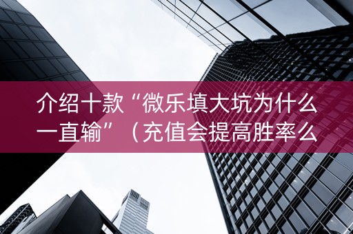 介绍十款“微乐填大坑为什么一直输”（充值会提高胜率么)