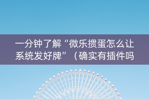 一分钟了解“微乐掼蛋怎么让系统发好牌”（确实有插件吗)