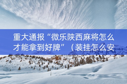 重大通报“微乐陕西麻将怎么才能拿到好牌”（装挂怎么安装)