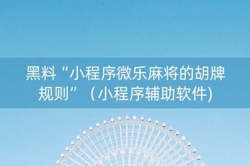 黑料“小程序微乐麻将的胡牌规则”（小程序辅助软件)