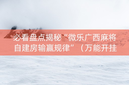 必看盘点揭秘“微乐广西麻将自建房输赢规律”（万能开挂器)