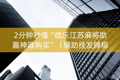 2分钟秒懂“微乐江苏麻将助赢神器购买”（辅助挂发牌规律)