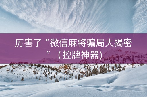 厉害了“微信麻将骗局大揭密”（控牌神器)