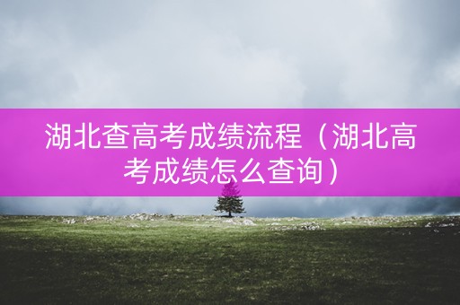 湖北查高考成绩流程（湖北高考成绩怎么查询）
