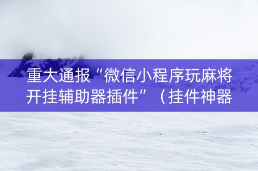 重大通报“微信小程序玩麻将开挂辅助器插件”（挂件神器)