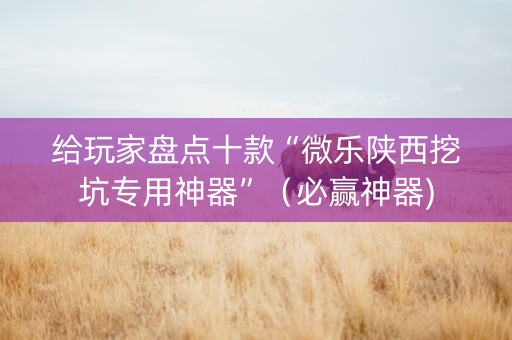 给玩家盘点十款“微乐陕西挖坑专用神器”（必赢神器)