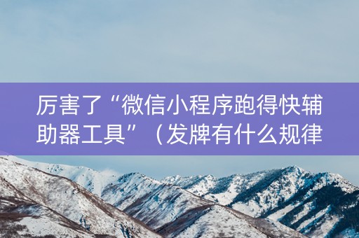 厉害了“微信小程序跑得快辅助器工具”（发牌有什么规律吗)