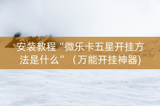 安装教程“微乐卡五星开挂方法是什么”（万能开挂神器)
