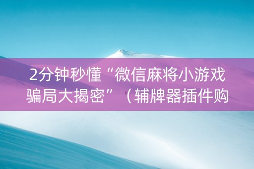2分钟秒懂“微信麻将小游戏骗局大揭密”（辅牌器插件购买)