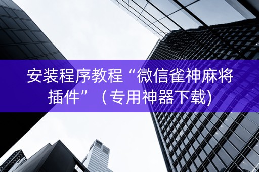 安装程序教程“微信雀神麻将插件”（专用神器下载)