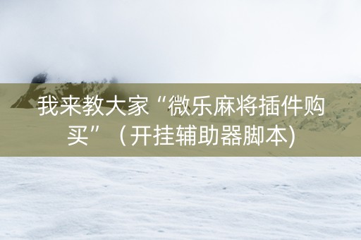 我来教大家“微乐麻将插件购买”（开挂辅助器脚本)