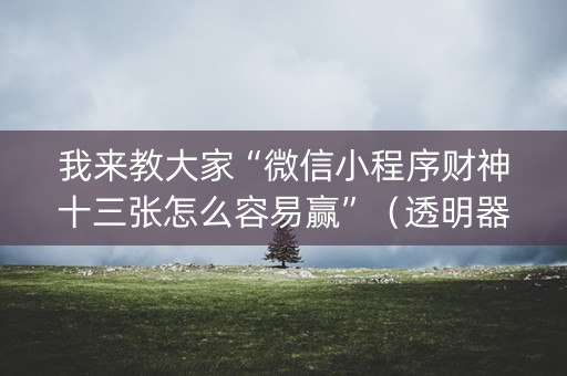 我来教大家“微信小程序财神十三张怎么容易赢”（透明器教程)