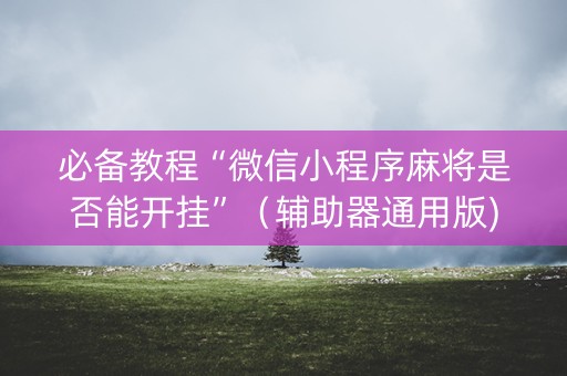 必备教程“微信小程序麻将是否能开挂”（辅助器通用版)
