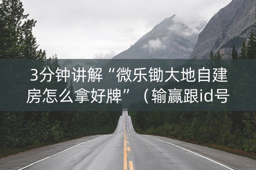 3分钟讲解“微乐锄大地自建房怎么拿好牌”（输赢跟id号有关系吗)