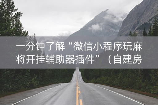 一分钟了解“微信小程序玩麻将开挂辅助器插件”（自建房怎么赢)