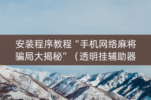 安装程序教程“手机网络麻将骗局大揭秘”（透明挂辅助器)