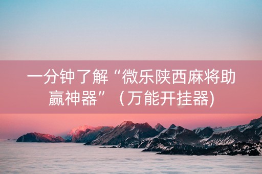一分钟了解“微乐陕西麻将助赢神器”（万能开挂器)