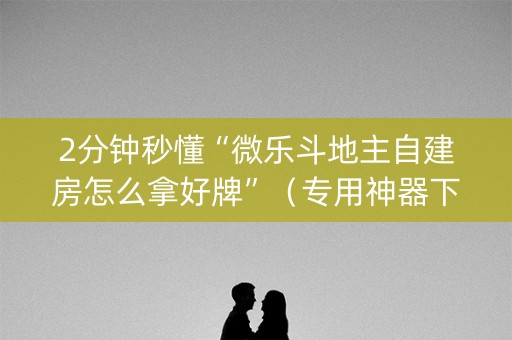 2分钟秒懂“微乐斗地主自建房怎么拿好牌”（专用神器下载)