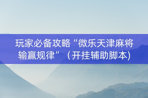 玩家必备攻略“微乐天津麻将输赢规律”（开挂辅助脚本)