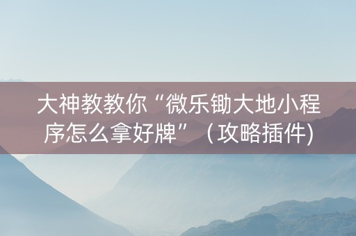 大神教教你“微乐锄大地小程序怎么拿好牌”（攻略插件)
