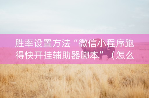 胜率设置方法“微信小程序跑得快开挂辅助器脚本”（怎么提高胜率)