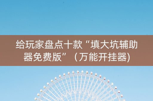给玩家盘点十款“填大坑辅助器免费版”（万能开挂器)
