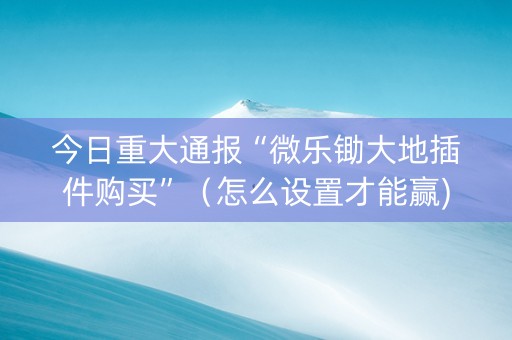 今日重大通报“微乐锄大地插件购买”（怎么设置才能赢)