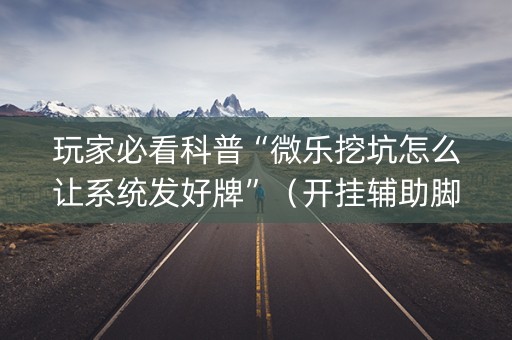 玩家必看科普“微乐挖坑怎么让系统发好牌”（开挂辅助脚本)