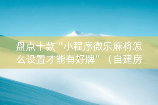 盘点十款“小程序微乐麻将怎么设置才能有好牌”（自建房怎么拿好牌)