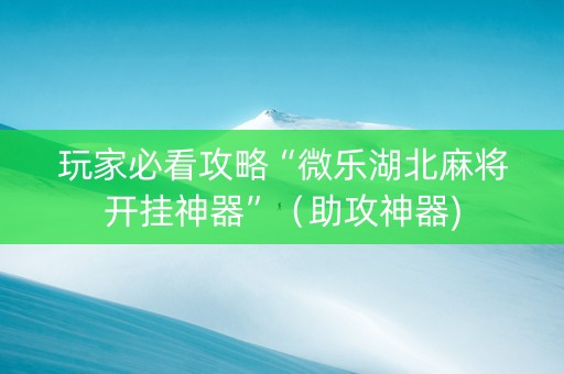 玩家必看攻略“微乐湖北麻将开挂神器”（助攻神器)