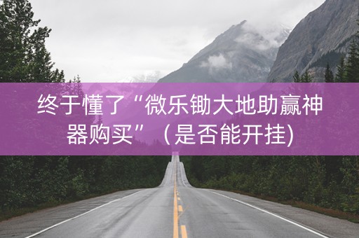 终于懂了“微乐锄大地助赢神器购买”（是否能开挂)