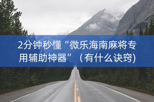 2分钟秒懂“微乐海南麻将专用辅助神器”（有什么诀窍)