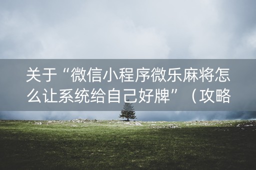 关于“微信小程序微乐麻将怎么让系统给自己好牌”（攻略插件)