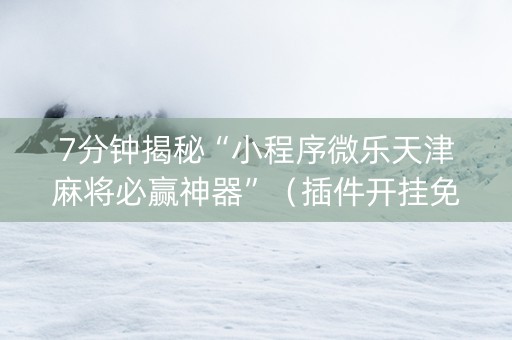 7分钟揭秘“小程序微乐天津麻将必赢神器”（插件开挂免费AI)