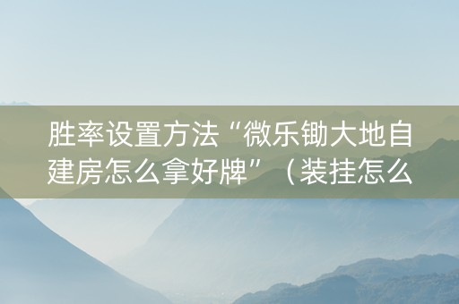 胜率设置方法“微乐锄大地自建房怎么拿好牌”（装挂怎么安装)