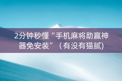 2分钟秒懂“手机麻将助赢神器免安装”（有没有猫腻)
