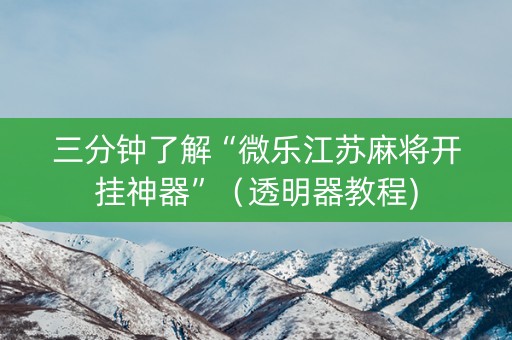三分钟了解“微乐江苏麻将开挂神器”（透明器教程)