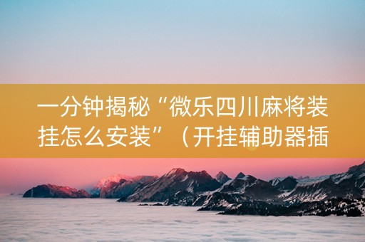 一分钟揭秘“微乐四川麻将装挂怎么安装”（开挂辅助器插件)