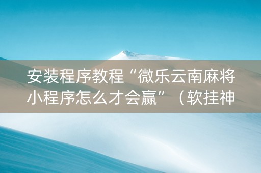安装程序教程“微乐云南麻将小程序怎么才会赢”（软挂神器)