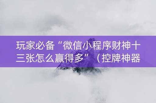 玩家必备“微信小程序财神十三张怎么赢得多”（控牌神器)