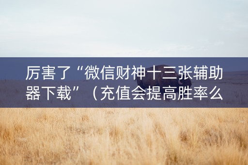 厉害了“微信财神十三张辅助器下载”（充值会提高胜率么)