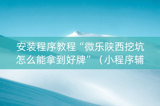 安装程序教程“微乐陕西挖坑怎么能拿到好牌”（小程序辅助软件)